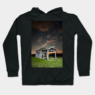 Shack on a meadow at night Hoodie